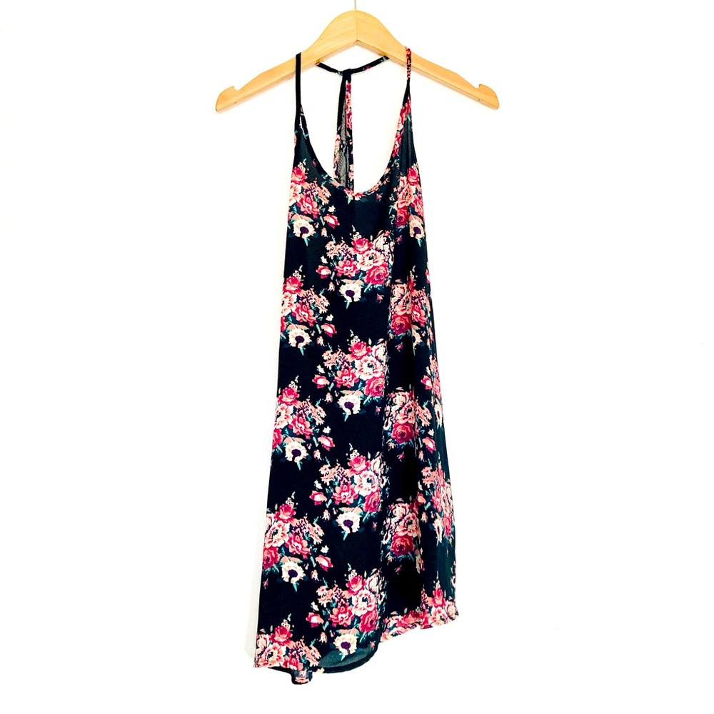 Full Tilt from Tilly’s floral lace strappy tank sheer mini dress swim cover up s